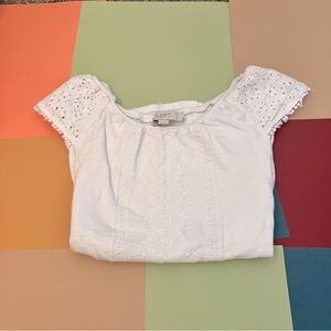 Loft Womens White Tank Top Blouse with eyelet pattern